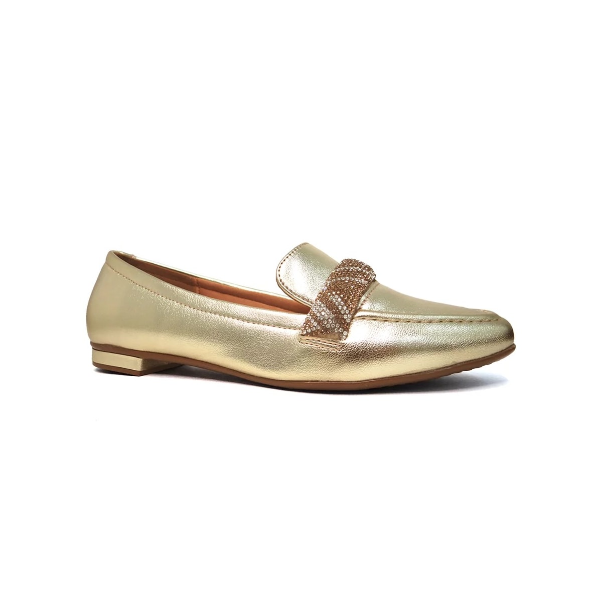 Sapato Vizzano Mocassim Bico Fino 1351.107 Dourado/Bege Sapato Vizzano Mocassim Bico Fino 1351.107 Dourado/Bege