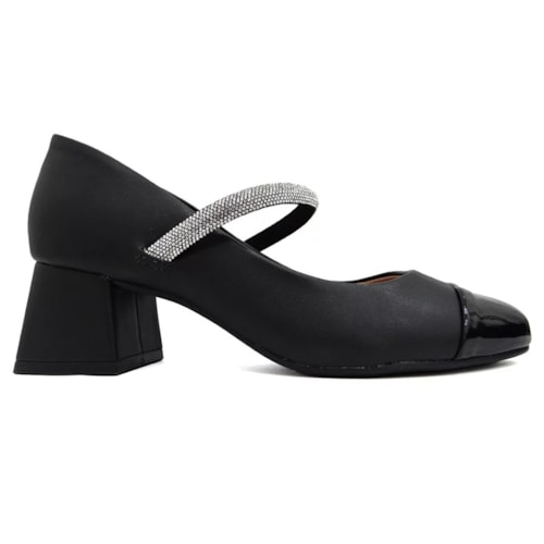 Detalhe - Sapato Vizzano Scarpin Salto Bloco1423.103 Preto