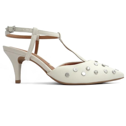 Detalhe - Sapato Vizzano Scarpin Slingback 1185.1121 Branco Off