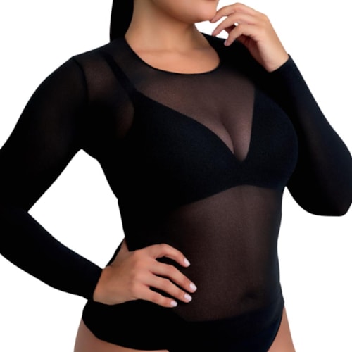 Segunda Pele Selene Fio 40 Gola Careca 9110 Preto