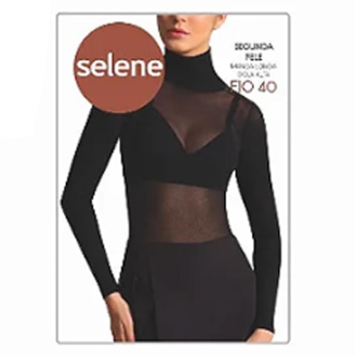 Detalhe - Segunda Pele Selene Gola Alta Fio 40 9900 Preto