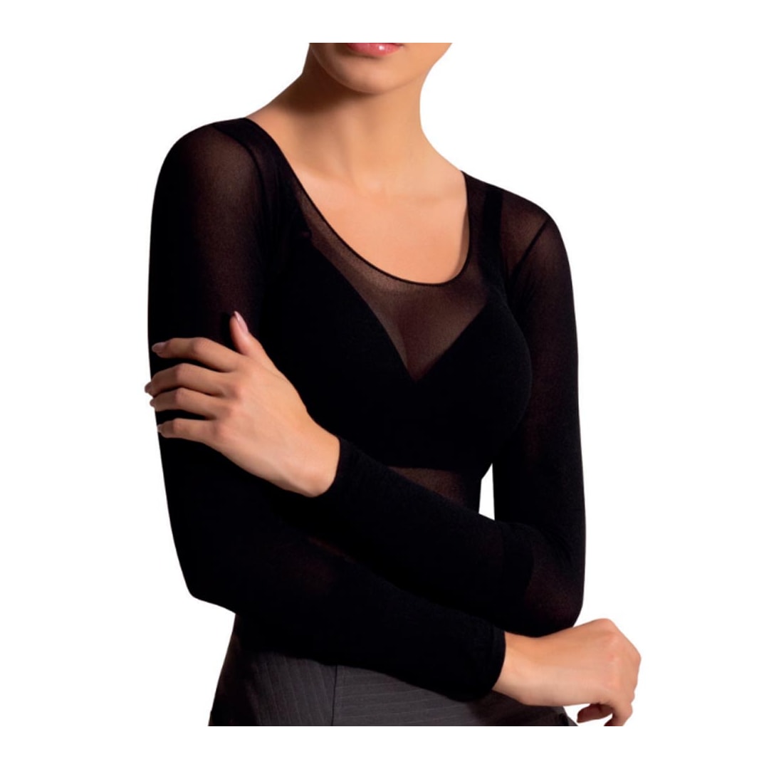 Segunda Pele Selene Manga Longa Decotada Fio 40 9100 Preto