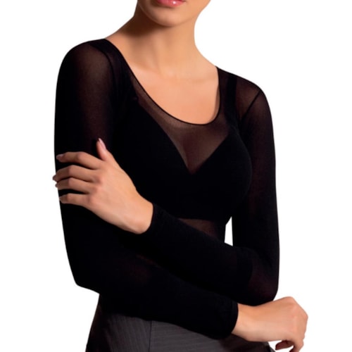 Segunda Pele Selene Manga Longa Decotada Fio 40 9100 Preto