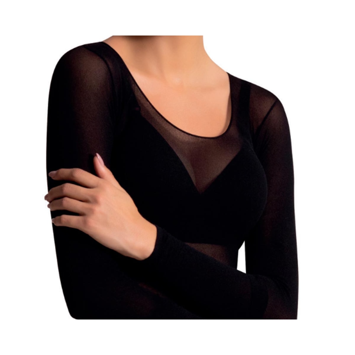 Segunda Pele Selene Manga Longa Decotada Fio 40 9100 Preto Segunda Pele Selene Manga Longa Decotada Fio 40 9100 Preto