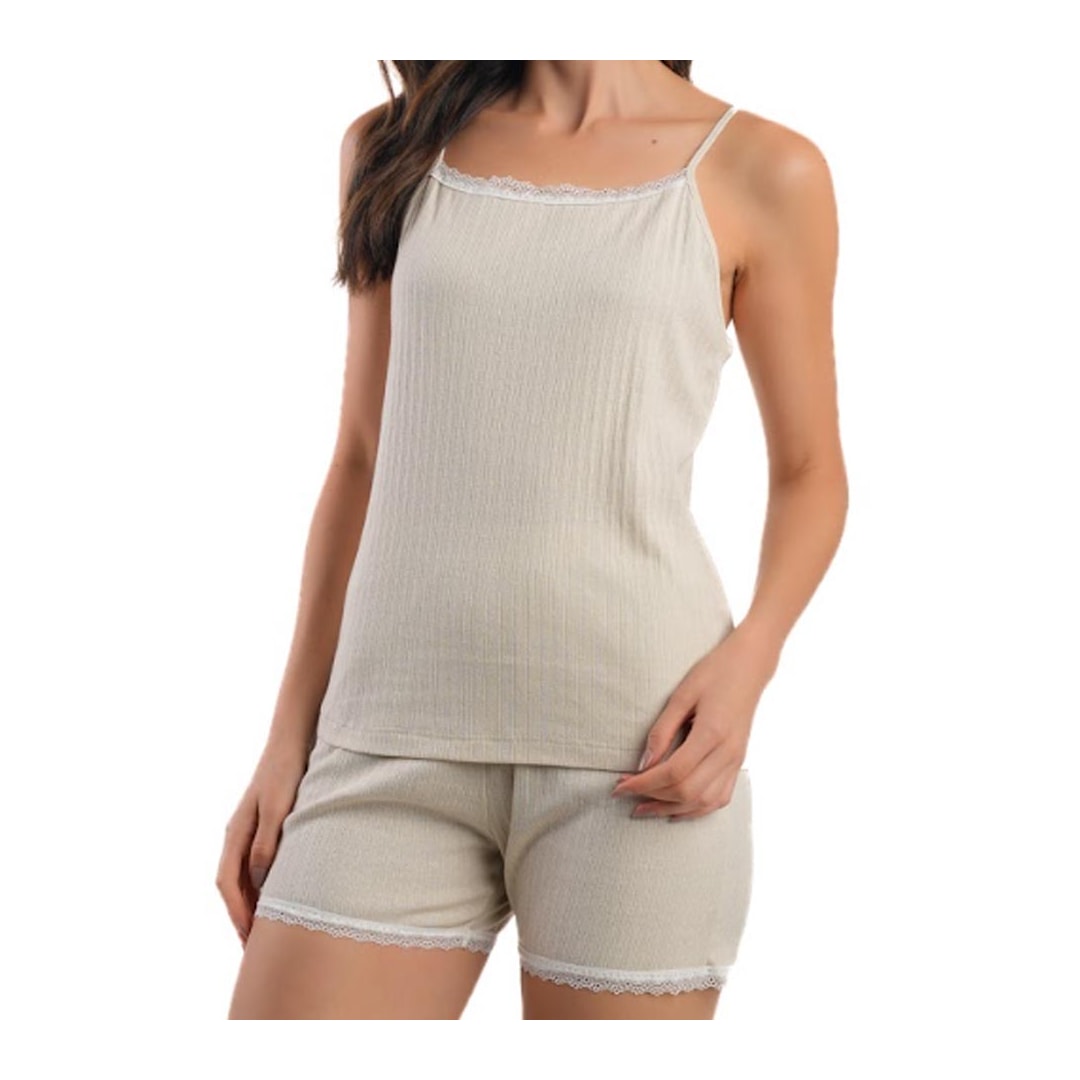 Shortdoll Podiun Feminino Verão Alças 275039 Bege Shortdoll Podiun Feminino Verão Alças 275039 Bege
