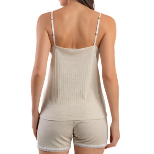 Detalhe - Shortdoll Podiun Feminino Verão Alças 275039 Bege