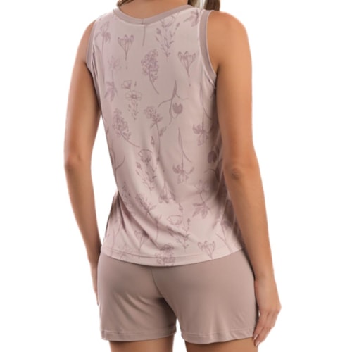 Detalhe - Shortdoll Podiun Feminino Verão Sem Manga 275016 Rose/Floral