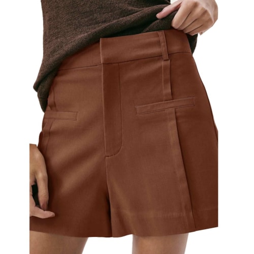 Shorts Hering Feminino Alfaiataria K5wu Marrom