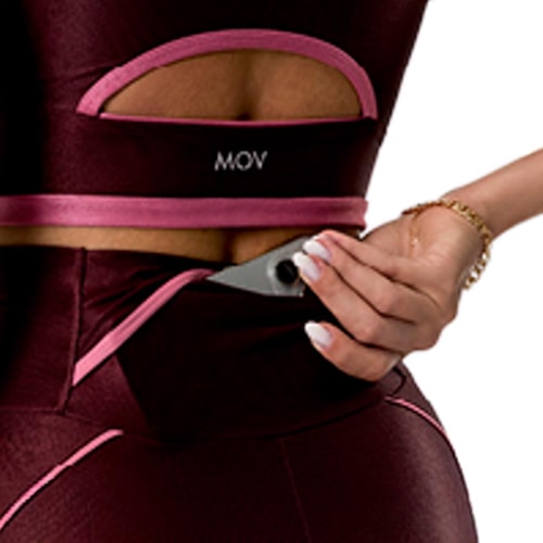 Detalhe - Shorts Mov Glow Fit M0368 Burgundy
