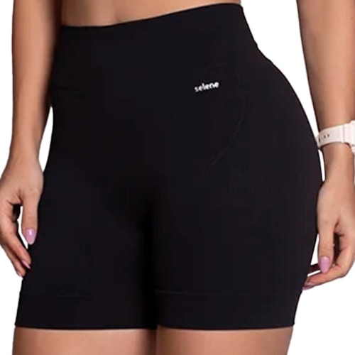 Detalhe - Shorts Selene Fitness Feminino 20922 Preto