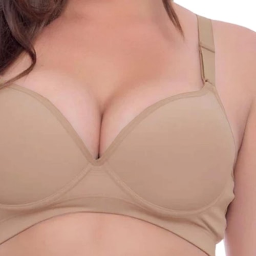 Detalhe - Sutiã Corpo Nu Com Bojo Lycra 500 Chocolate