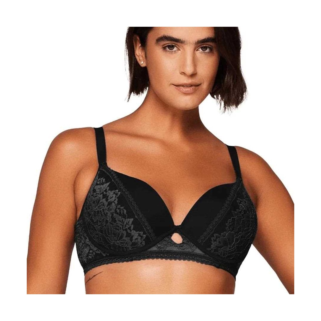 Sutiã Liebe Meia Taça Com Bojo Em Renda 703035 Preto