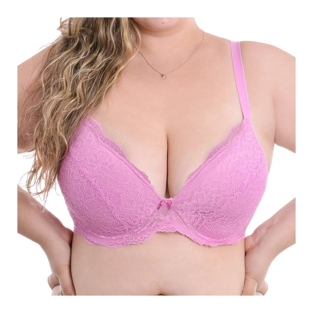Sutiã Liebe Meia Taça Rendado 703005 Chiclete Sutiã Liebe Meia Taça Rendado 703005 Chiclete