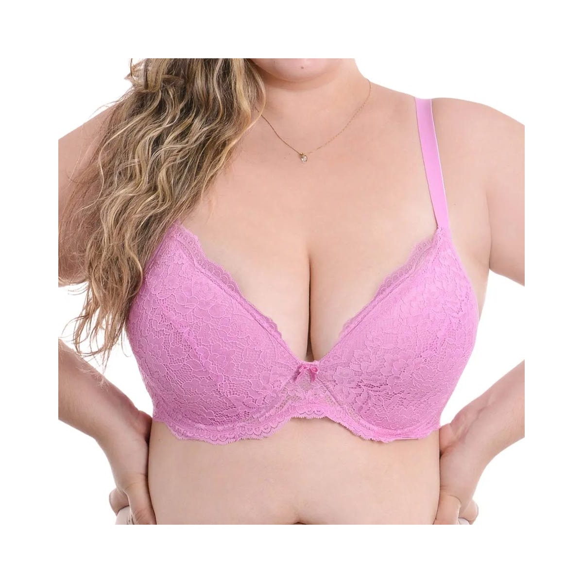 Sutiã Liebe Meia Taça Rendado 703005 Chiclete Sutiã Liebe Meia Taça Rendado 703005 Chiclete