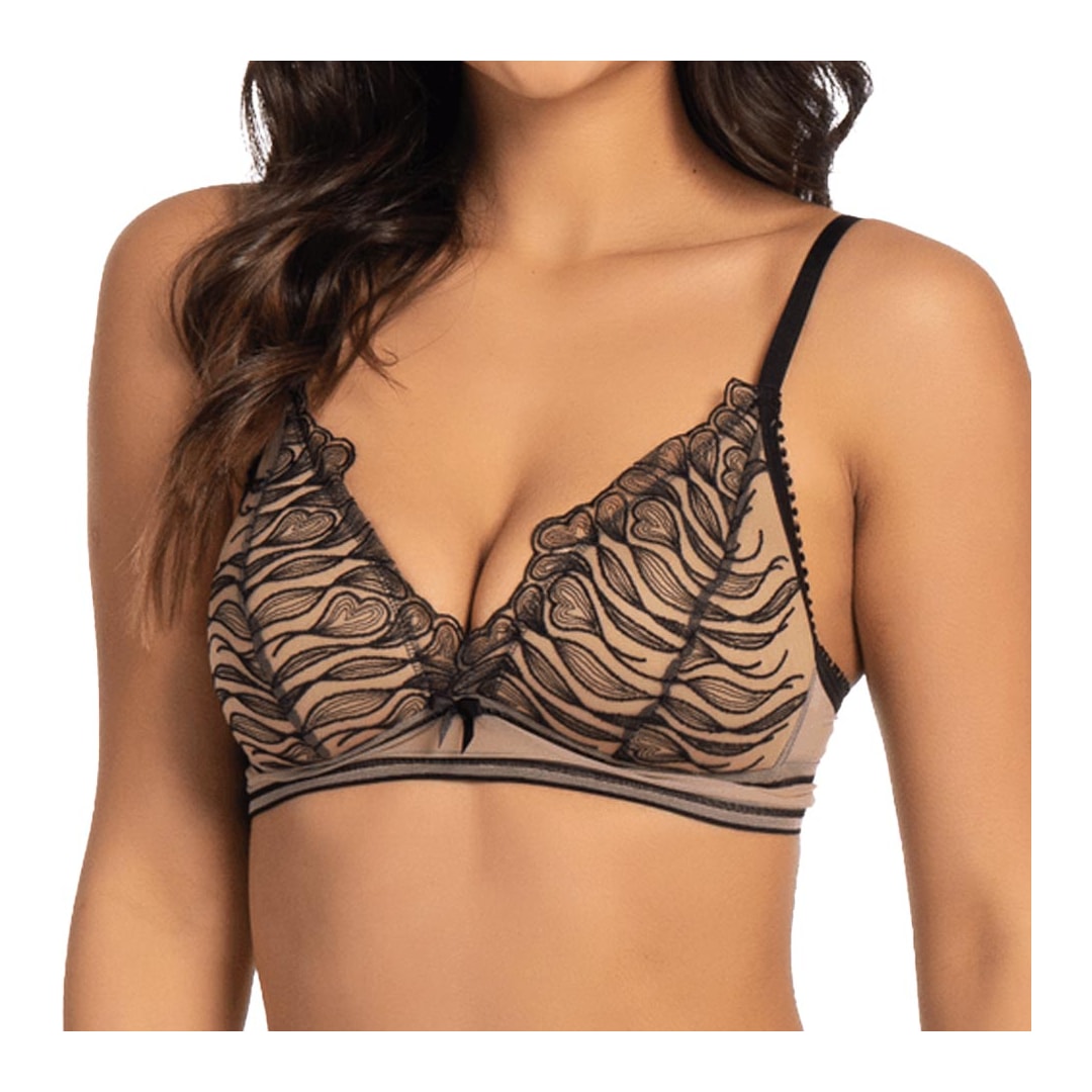 Sutiã Liebe Triangulo Tule Bordado 603444 Preto