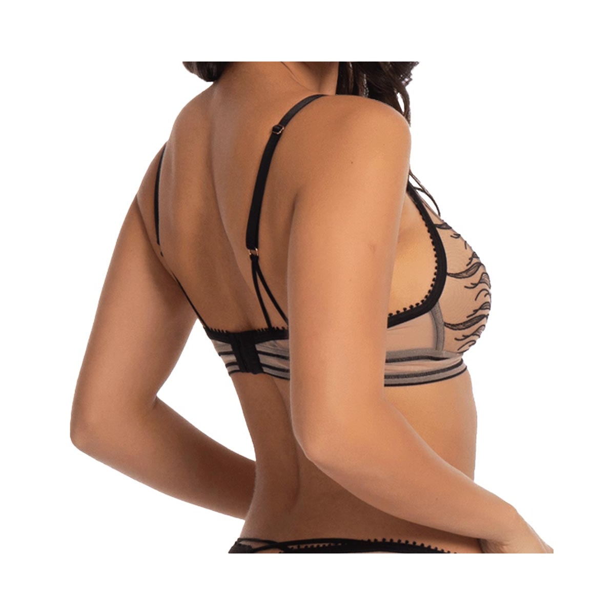 Sutiã Liebe Triangulo Tule Bordado 603444 Preto