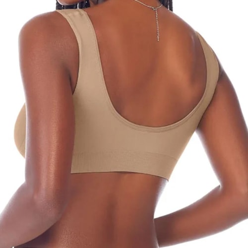 Detalhe - Sutiã Zee Rucci Sem Bojo Lycra Zr0300-004 Bege