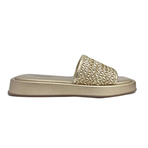 Detalhe - Tamanco Anacapri Birken Flatform C 30730 Ouro
