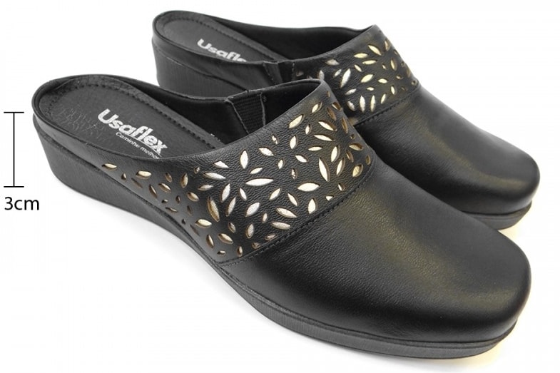 TAMANCO BABUCHE DE COURO T0211 USAFLEX (79) - PRETO - Linha Conforto