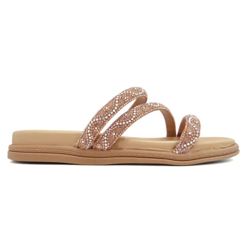 Detalhe - Tamanco Beira Rio Flatform Birken 8488.108 Ouro Rosado/Aurora B