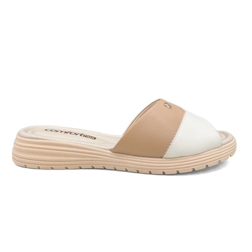 Detalhe - Tamanco Comfortflex Conforto 23-51406 Nude/Off White