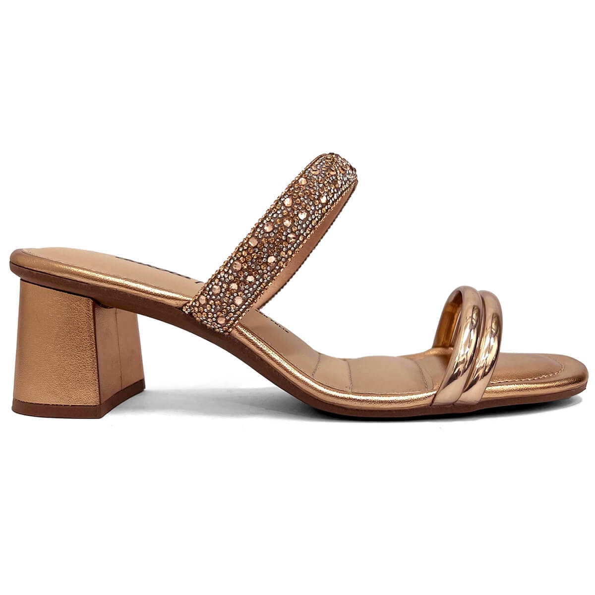 Tamanco Dakota Salto Bloco Y7735 Metal Rose Tamanco Dakota Salto Bloco Y7735 Metal Rose