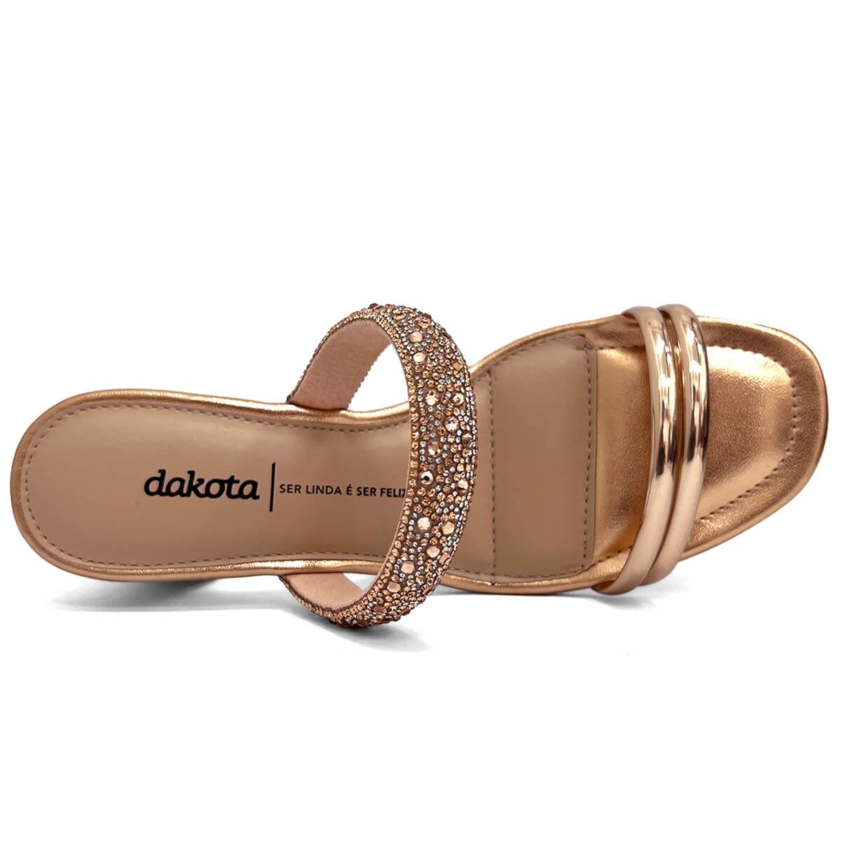 Tamanco Dakota Salto Bloco Y7735 Metal Rose Tamanco Dakota Salto Bloco Y7735 Metal Rose