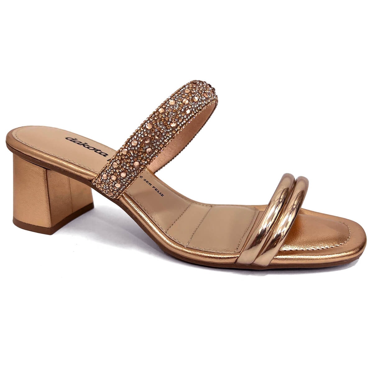 Tamanco Dakota Salto Bloco Y7735 Metal Rose Tamanco Dakota Salto Bloco Y7735 Metal Rose