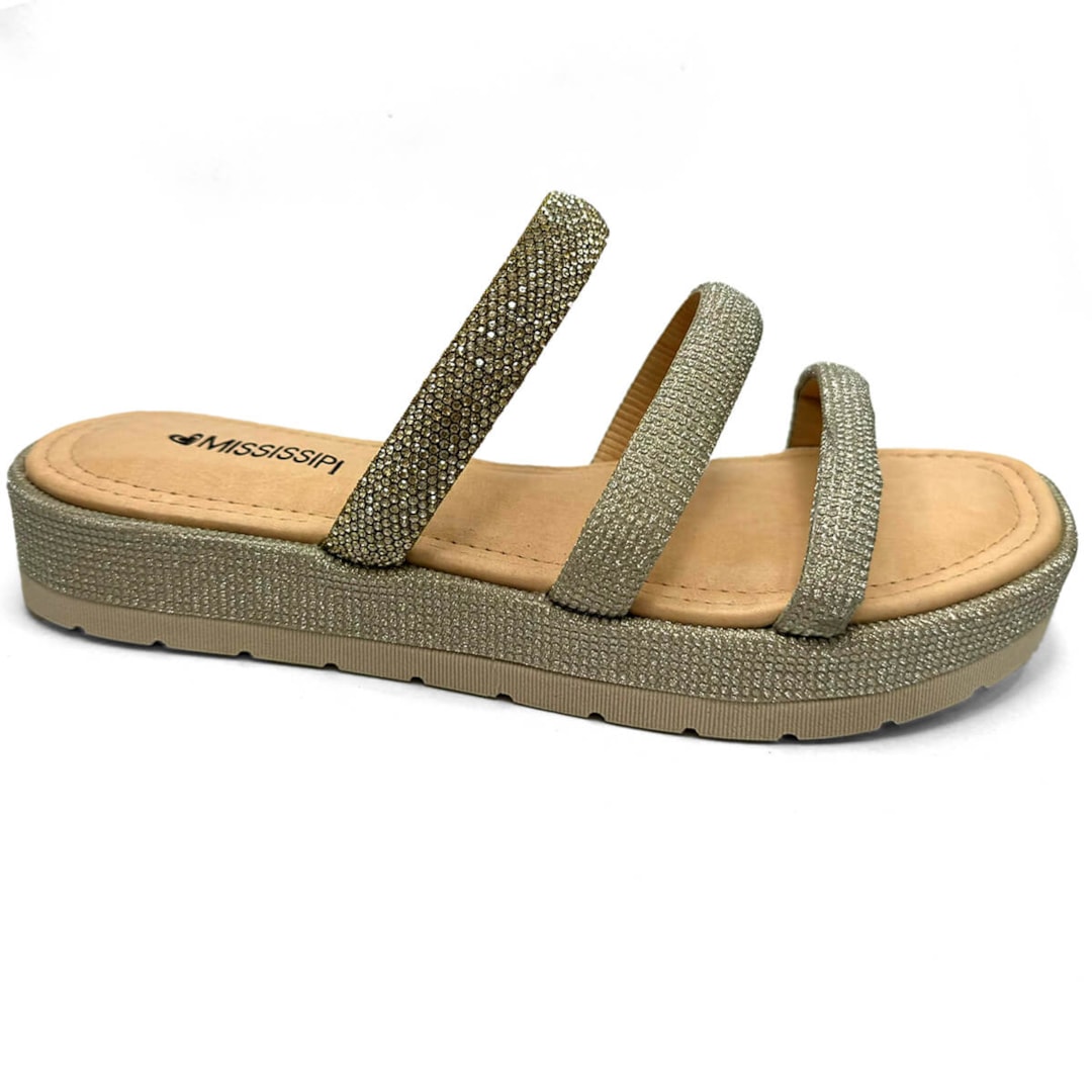 Tamanco Mississipi Birken Flatform Mb811 Dourado Tamanco Mississipi Birken Flatform Mb811 Dourado