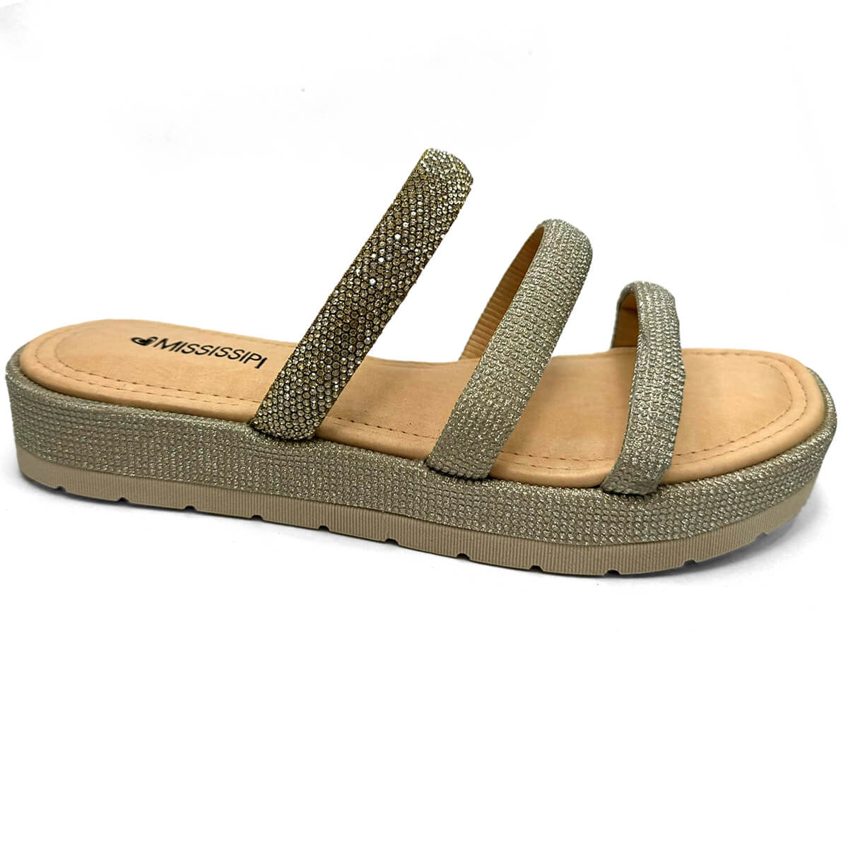 Tamanco Mississipi Birken Flatform Mb811 Dourado Tamanco Mississipi Birken Flatform Mb811 Dourado