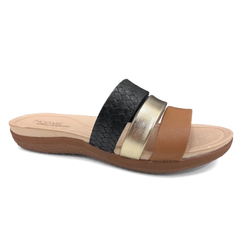 Tamanco Modare Conforto 7125.200 Preto/Camel