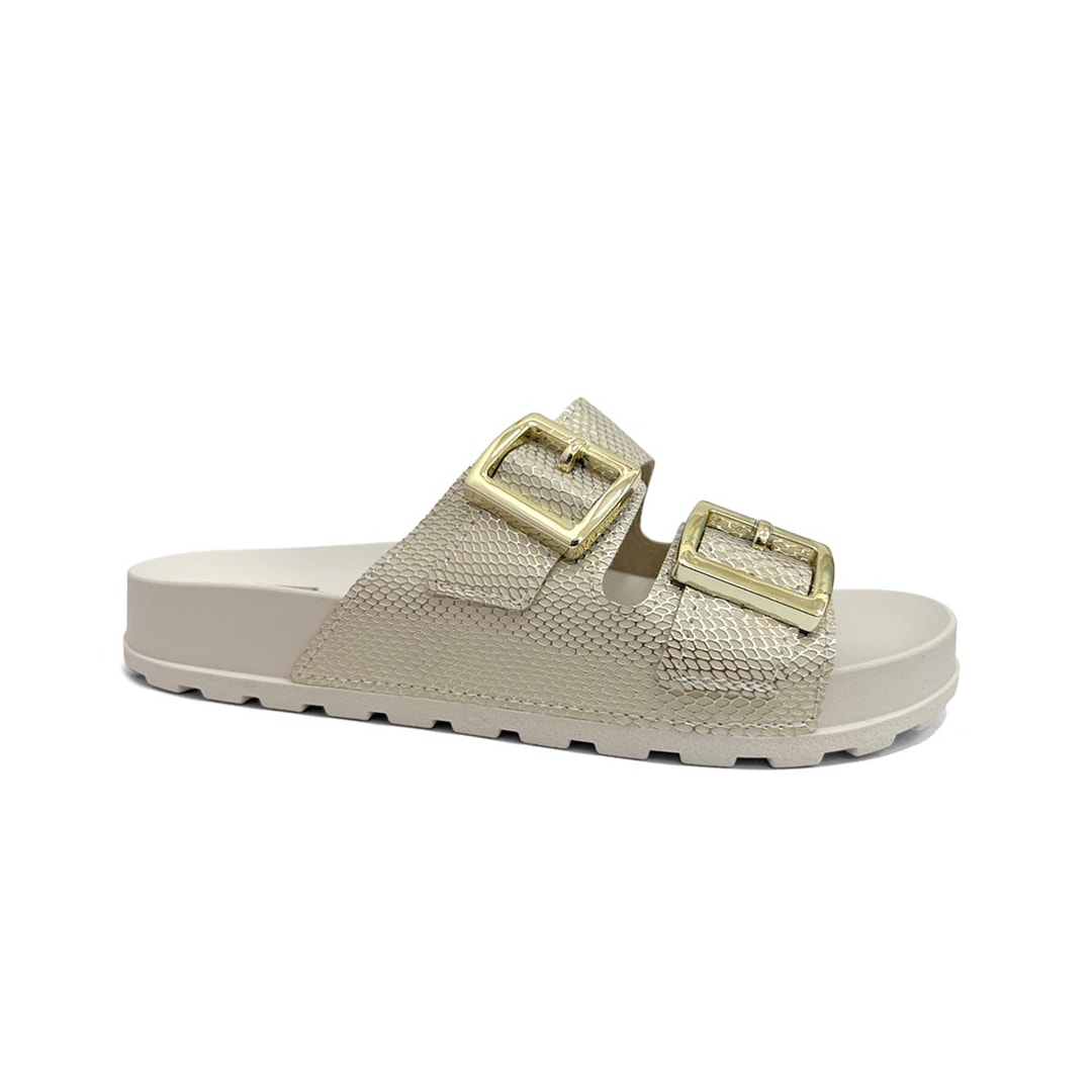 Tamanco Moleca Birken 5436.401 Branco Off/Dourado