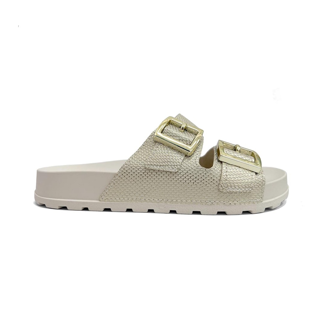 Tamanco Moleca Birken 5436.401 Branco Off/Dourado Tamanco Moleca Birken 5436.401 Branco Off/Dourado