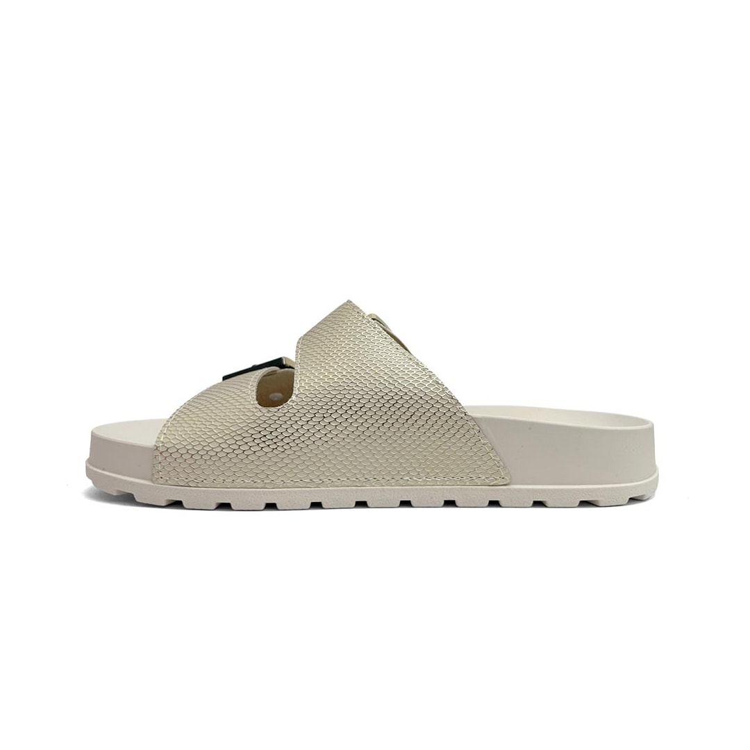 Tamanco Moleca Birken 5436.401 Branco Off/Dourado