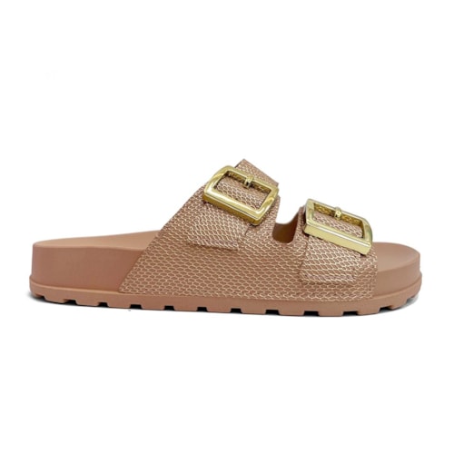 Detalhe - Tamanco Moleca Birken 5436.401 Nude/Dourado