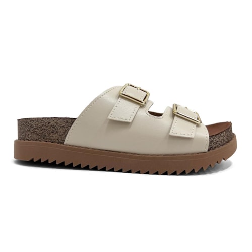 Detalhe - Tamanco Moleca Birken Flatform 5500.105 Branco Off