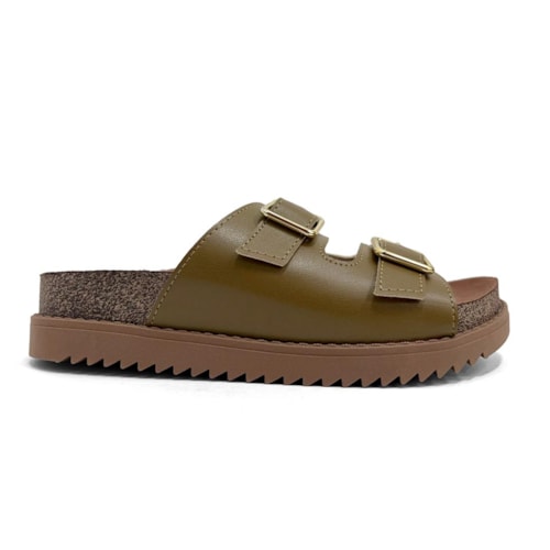 Detalhe - Tamanco Moleca Birken Flatform 5500.105 Olive