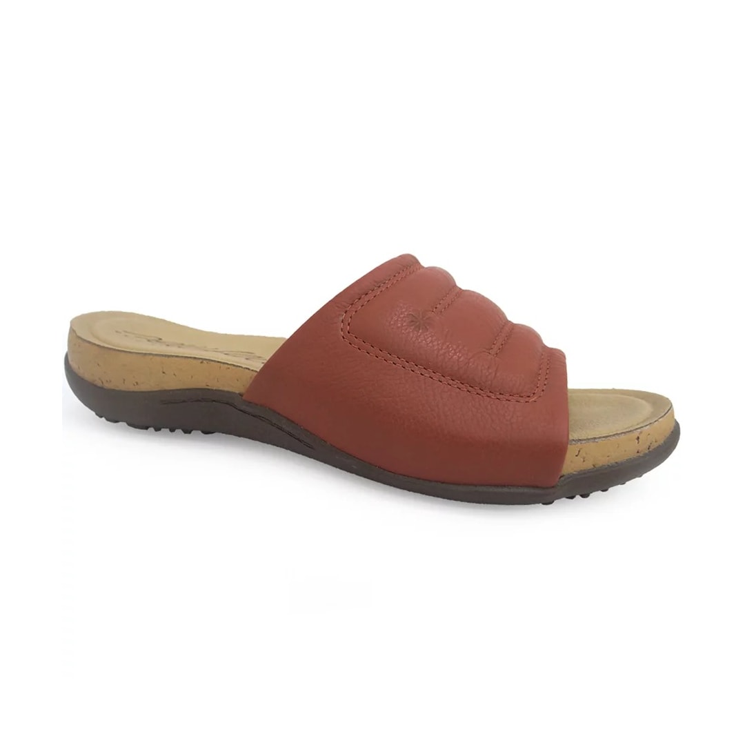 Tamanco New Face Conforto De Couro 21711 Tijolo