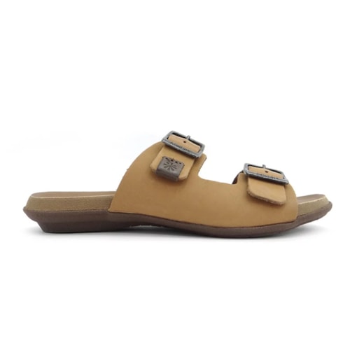 Detalhe - Tamanco New Face Conforto de Couro 22705 Ambar