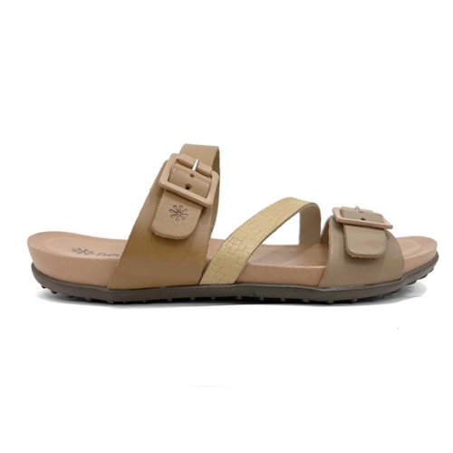 Detalhe - Tamanco New Face Conforto De Couro 36755 Rosa Off Mix