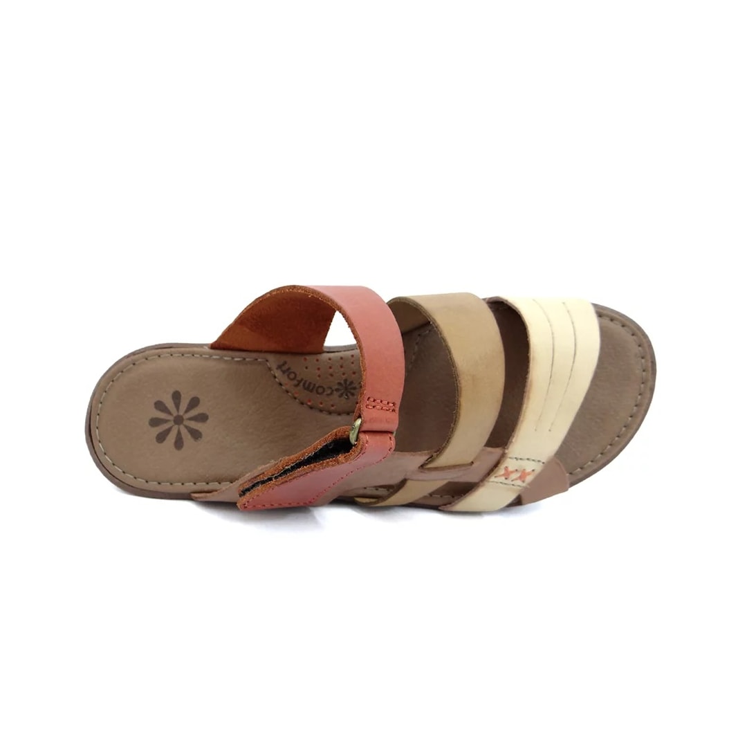 Tamanco New Face Conforto de Couro 39501 Rosa Off Mix