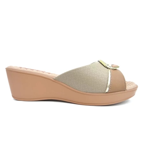 Detalhe - Tamanco Piccadilly Anabela 540341 Marfim