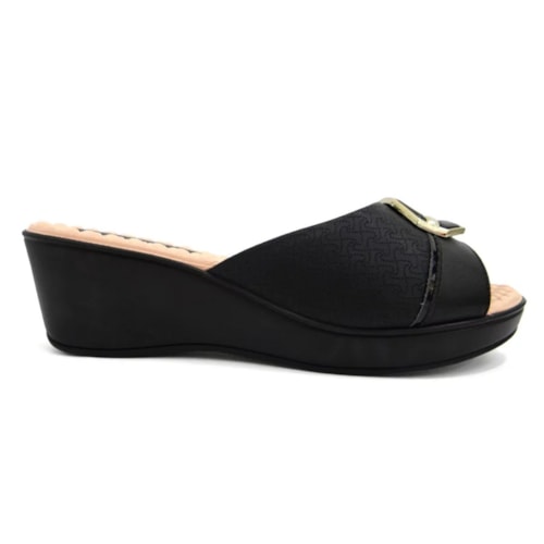 Detalhe - Tamanco Piccadilly Anabela 540341 Preto