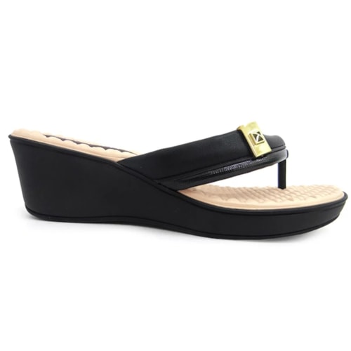 Detalhe - Tamanco Piccadilly Anabela Conforto 540322 Preto