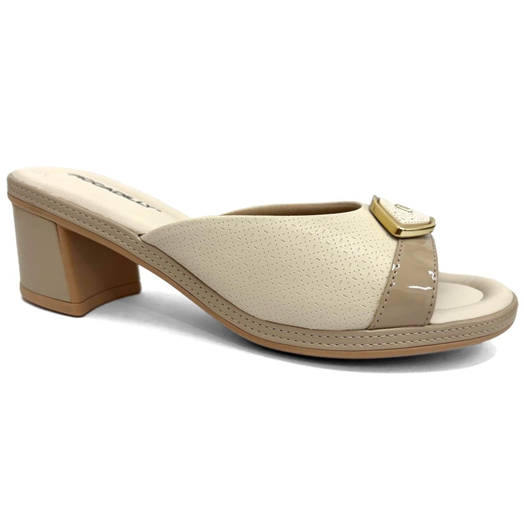 Tamanco Piccadilly Conforto Salto Bloco 566057 Off White
