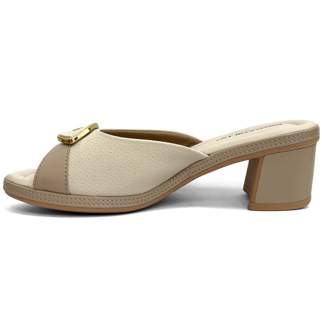Tamanco Piccadilly Conforto Salto Bloco 566057 Off White