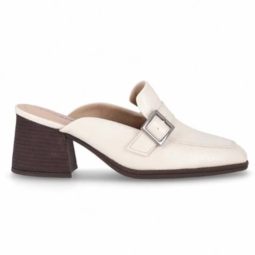 Tamanco Piccadilly Mule Salto Bloco 611001 Off White