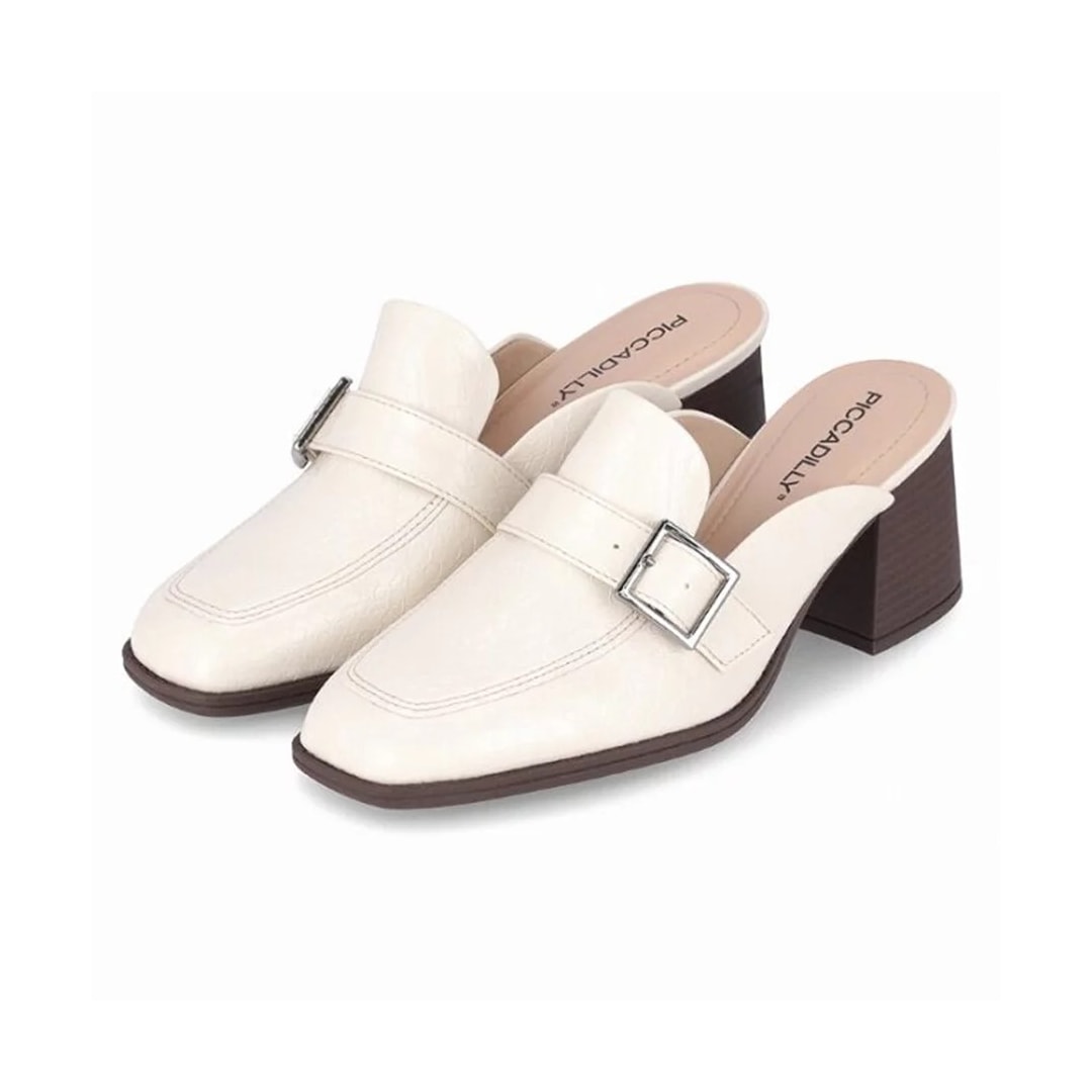 Tamanco Piccadilly Mule Salto Bloco 611001 Off White Tamanco Piccadilly Mule Salto Bloco 611001 Off White