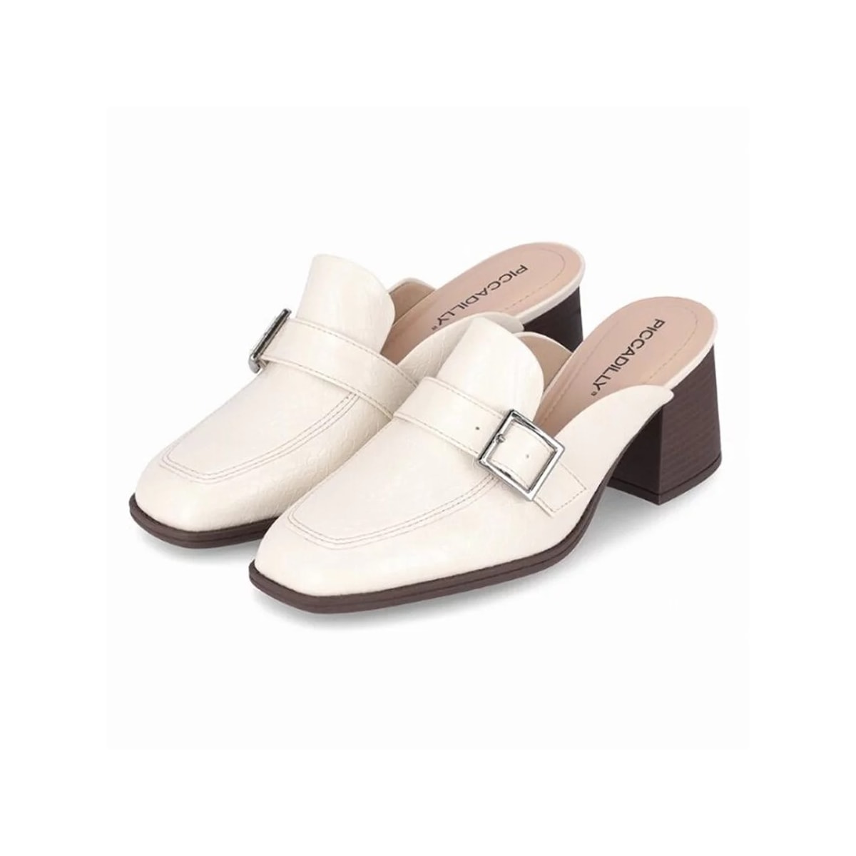 Tamanco Piccadilly Mule Salto Bloco 611001 Off White Tamanco Piccadilly Mule Salto Bloco 611001 Off White