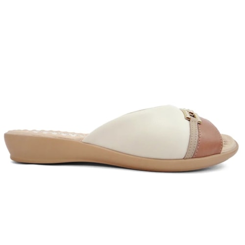 Detalhe - Tamanco Piccadilly Rasteira Conforto 500348 Off White